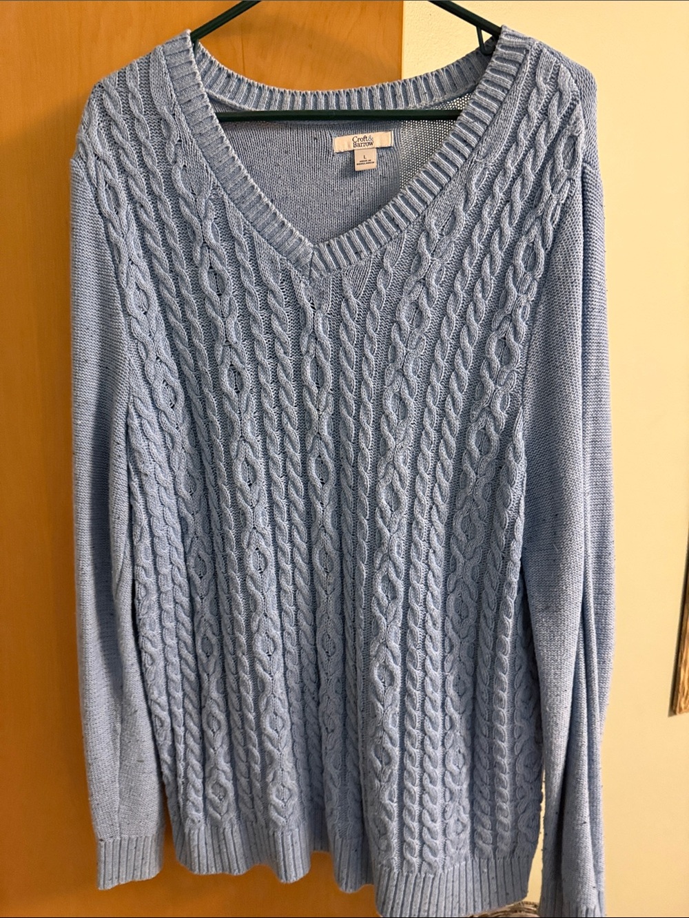 croft & barrow Light Blue Cable Knit V-Neck Sweater